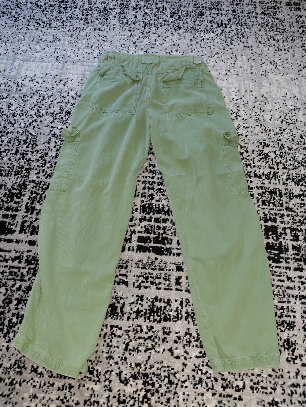 Billabong Walk Along Pants Green Twill Cargo Utilitarian Wide Leg Trousers Sz - Picture 12 of 14
